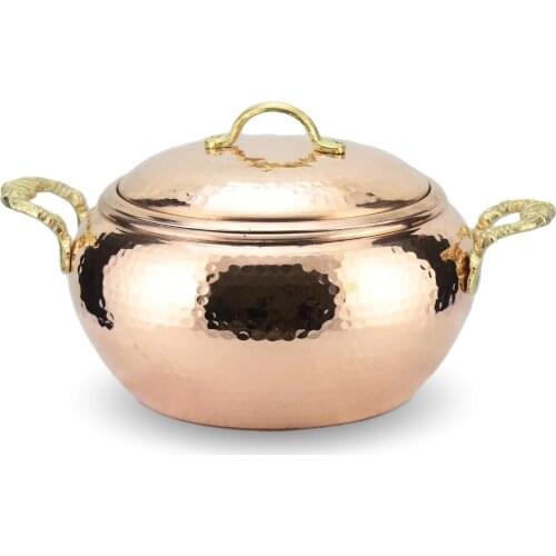 SONAYCOPPER 1.2mm thick Handmade Copper Casserole, Copper Cooking Pot, Hand Forged Copper Soup Pot 24 cm