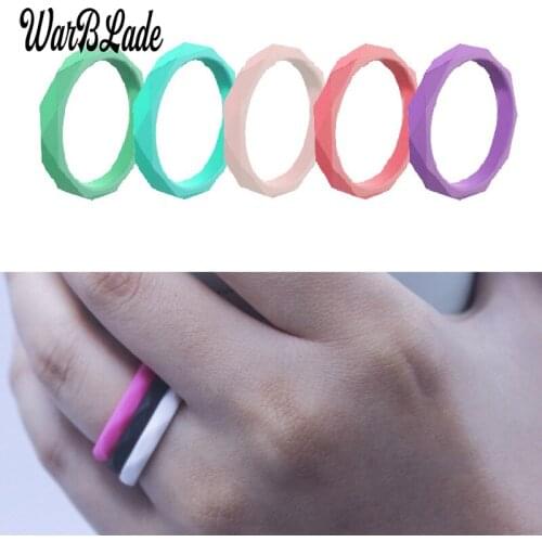 Fashion 3mm Diamand Shape Silicone Finger Rings Women Hypoallergenic Crossfit Flexible Rubber Ring Food Grade FDA Silicone Rings