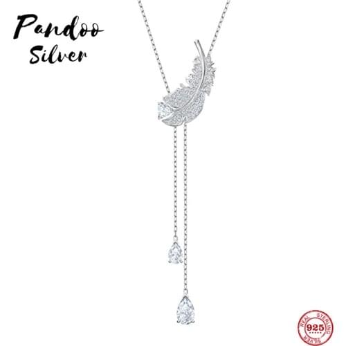 Fashion Charm 925 Sterling Silver Original 1:1 Copy, Light Feather Elegant And Elegant Necklace Female Luxury Jewelry Gifts