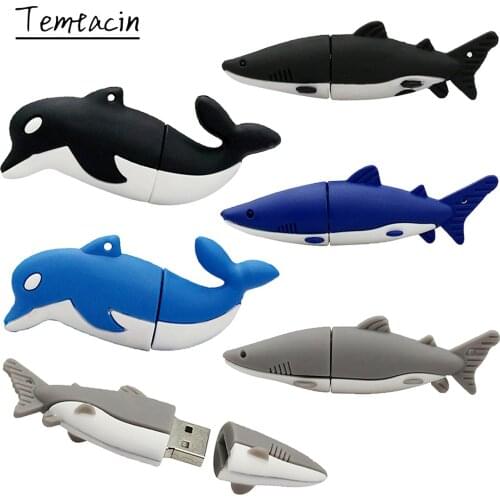 PenDrive shark Cartoon Fish USB Memory Stick Creative Gift toy Thumb drive 256GB 128GB 8GB 64GB 16GB 32GB Pen Drive Flash Drive