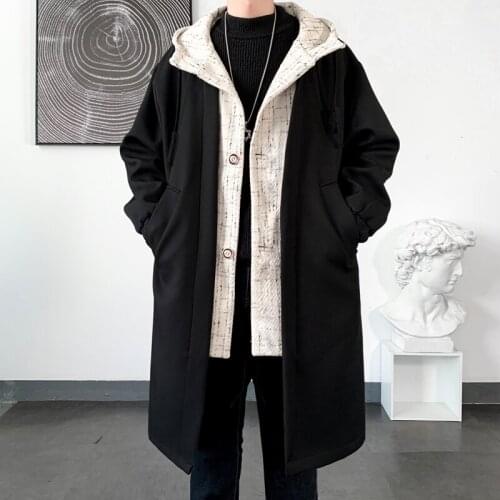 Spring/Autumn British Style Mens Casual Long Jacket Men Cardigan Overcoat Streetwear Hooded Trench Coats Male 2 Colors M-3XL