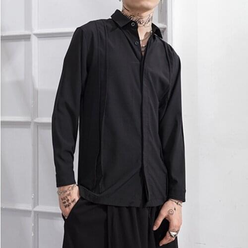 New mens slim shirt Korean version simple casual versatile solid color shirt