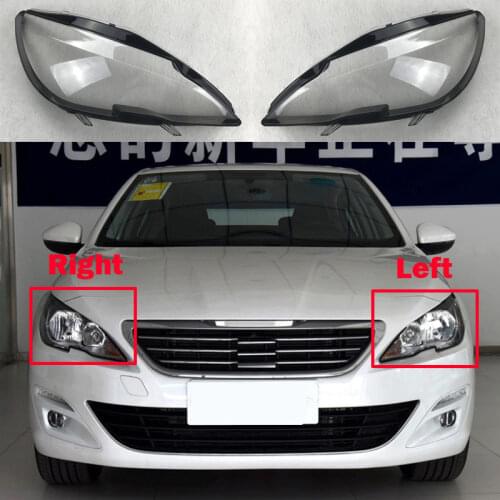 Front Headlamp Lamp cover Lampshade Headlight Waterproof Bright Head Light Shade Shell Caps 2014-2019 For Peugeot 408