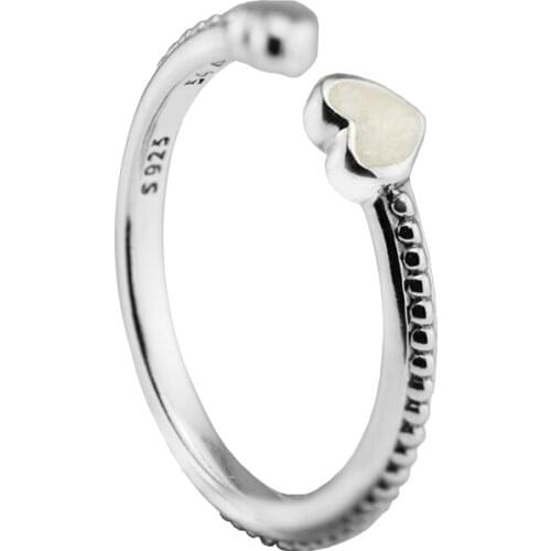 Hearts of Love Rings with Silver Enamel 100% 925 Sterling-Silver-Jewelry Free Shipping