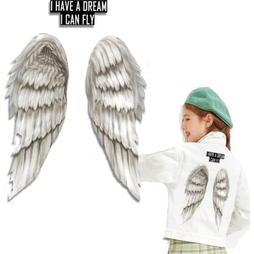 DIY Fashion Angel Wings Patches For Kids Clothes Heat Transfer Vinyl Sticker Applique Iron On Transfers For Clothes Washable