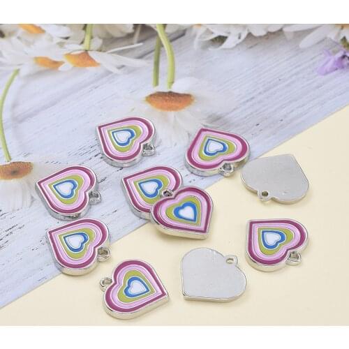 Tibetan Silver Alloy Oil Drop Peach Heart Pendant DIY Necklace Earrings Ornament Accessories Factory Wholesale