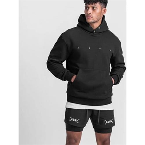 New Autumn Button Collar Mens Hoodies Gyms Hoodie Clothes Bodybuilding Hooded Sweatshirt Clothing Cotton Sweatshirts Pullover