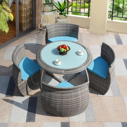 Outdoor table and chairs, rattan furniture, table and chairs, outdoor balcony, leisure coffee table, five-piece set, rattan chai