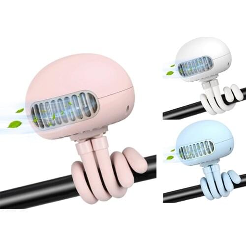 Stroller Fan Portable Bladeless Fan Mini Handheld Fan with Flexible Tripod Clip on Stroller Fan Rechargeable Battery