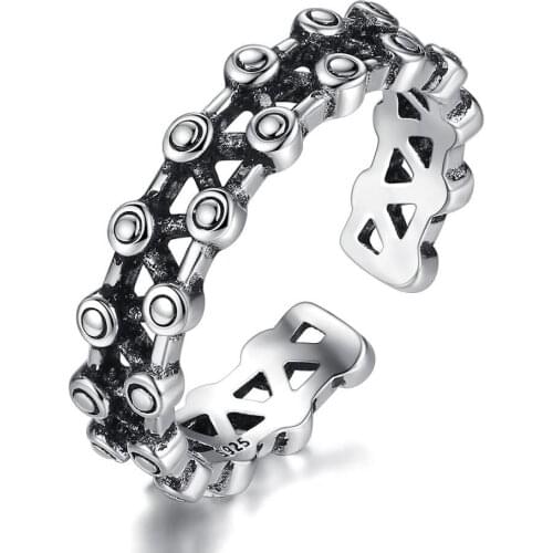 Vintage 925 Sterling Thai Silver Ring Female Korean Infant Sun Flower Opening Index Finger Ring