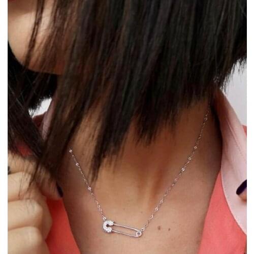 2021 New Arrival 925 Sterling Silver cz pave pin Pendants & Necklaces for Women aaa cz Stone Chain Fashion Jewelry Gift