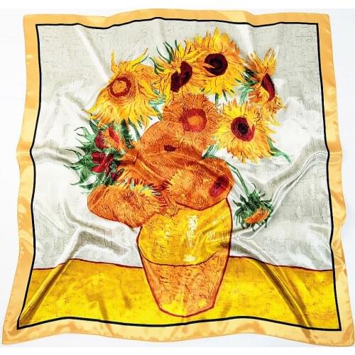 90x90cm Fashion Silk Satin Hair Scarf Women Handkerchief Printed Female Square Head Bandana Small Neck muffler hijab lady girl