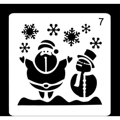12 Pcs Plastic Painting Stencil,Christmas Themes Santa Claus Snowman Christmas T