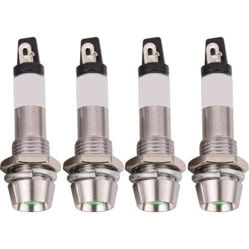 4pcs 12V 8mm Chrome LED Dashboard Warning Indicator Signal Light Lamp Bulb