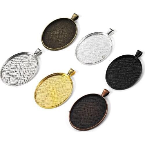 5pcs/lot Inner Size 30*40mm Gold Pendant Blank Settings Cabochon Base Cameo For DIY Jewelry Making Supplies Accessories