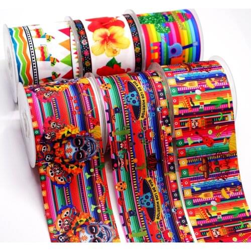 Choshim accessories 10 Yards Per Size Mexcio Ribbon Printed Grosgrain Ribbon DIY Bow Bag Material 24295