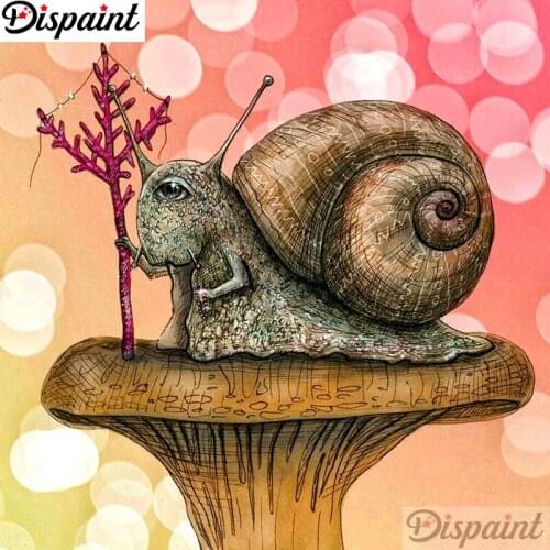 Dispaint Full Square/Round Drill 5D DIY Diamond Painting "Cartoon snail scenery" Embroidery Cross Stitch 3D Home Decor A10879