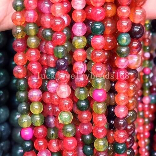 Free Shipping Fashion Jewelry 4mm Beautiful Mulitcolor Dragon Veins Carnelian Round Loose Beads 15" FG7075