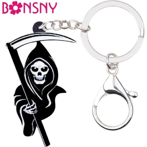 Bonsny Acrylic Halloween Anime Death Reaper Key Chain Keychain Ring Punk Decoration Jewelry For Women Man Girls Teens Bag Charms
