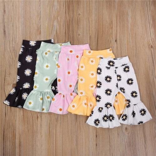 Fashion Infant Floral Print Trousers Baby Girl Casual Wild Style Flared Pants 0-4Years