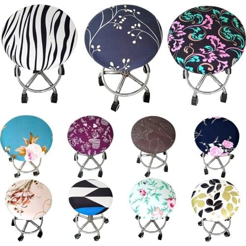 Round Chair Cover Spandex Bar Stool Cover Elastic Seat Covers Slipcover Round Chair Bar Stool Floral Printed New Fashion