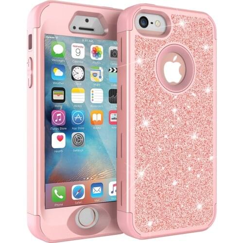 Case For iPhone 5 5S Luxury Bling Armor Shockproof Glitter Sparkle Cover Soft Silicon PC Hybrid Protect Phone Case for iPhone SE