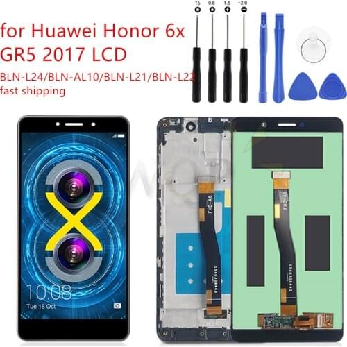 For Huawei Honor 6X LCD BLN-AL10 BLN-L21 Replacement LCD digitizer assembly with frame for Huawei GR5 2017 Smartphone