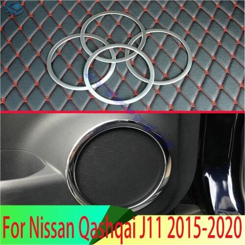 For Nissan Qashqai J11 2015 2016 2017 ABS Chrome Speaker Cover Interior Trim Side Door Stereo Bezel Collar Ring Garnish Molding