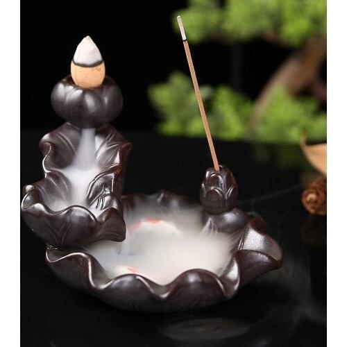 Ceramics Backflow Incense Burner Exquisite Crafts Creative Ornament for Living Room Bedroom Bathroom A1