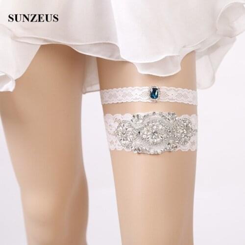 Beautiful Shinny Beaded Bridal Garters 2020 New fashion Lace Wedding Garters 2 Pieces Sexy Leg Belt Marriage Accessory FI042