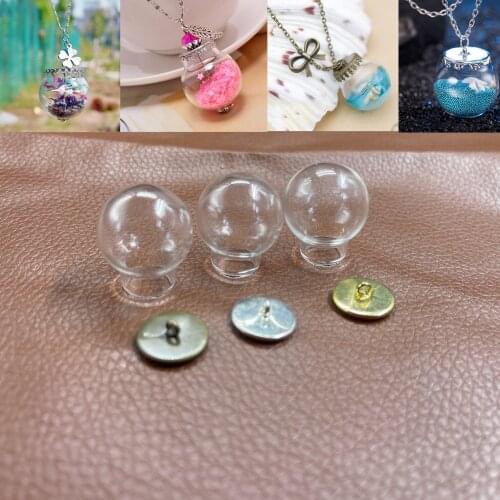 20x12mm Round glass jar with setting base glass vials pendant jewelry glass bottle Eternal flower necklace glass dome cover