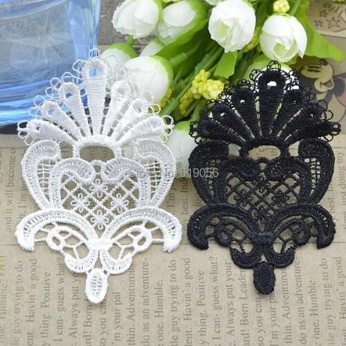 LP - 094 polyester white and black water soluble lace fabric, garment accessories, textiles patches, 105 * 60 mm 20 pieces/lot