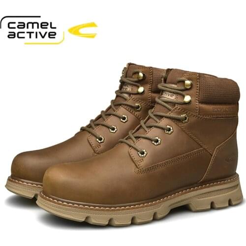 Camel Active New 2020 Winter Genuine Leather Men Shoes Short Plush Super Warm Ankle Boots Lace-Up Rubber Cow Leather Snow Boot