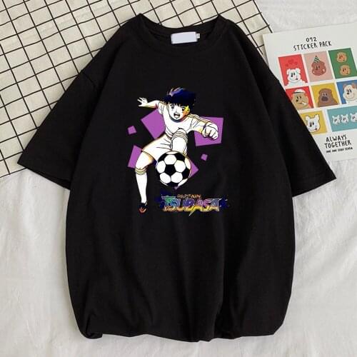 Captain Tsubasa Cartoons Prints Mens T-Shirts Cool Vintage Tshirts Graphic Fit Tshirt Funny Big Size Men Short Sleeve