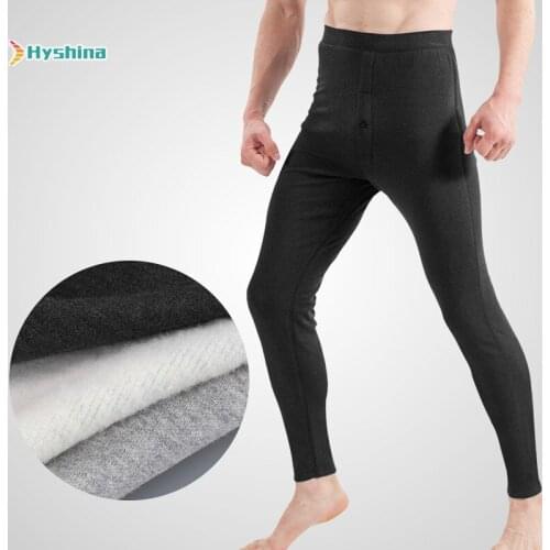 Mens Real Wool Warm Pants with Three Layers of Thickened Knee Pads and Bottoming Pants with Loose and Large Size Cotton Pants