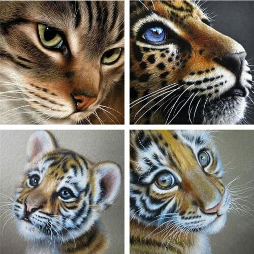 Huacan 5D Diamond Painting Set Tiger Diamond Embroidery Cross Stitch Animal Kits Mosaic Home Decoration