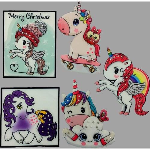Cartoon Unicorn Printed Sew On Patches For Clothing Embroidery Stripe On Clothes Cute DIY Sequin Appliques Badge Decor