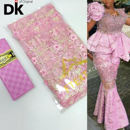 New Arrive !!! 2.5+2.5 Yard 100% Cotton Net Lace With Bazin Riche Original For Sewing Guipure Embroidered Wedding Dresses