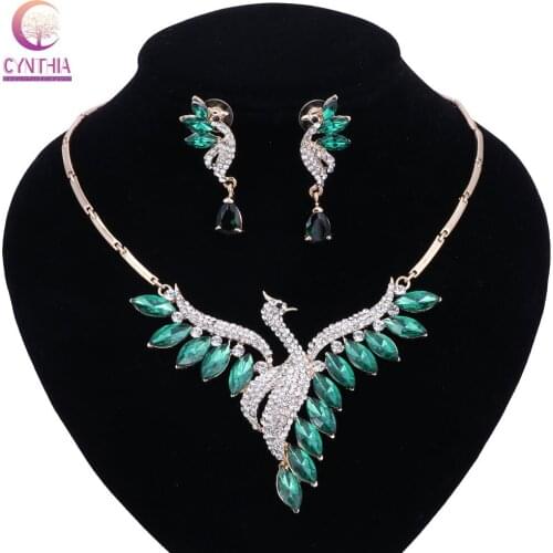 New Luxury Multicolored Crystals Pearl Jewelry Sets for Women Fashion White Red Beads Dubai Gold Color Party Wedding Accessorie