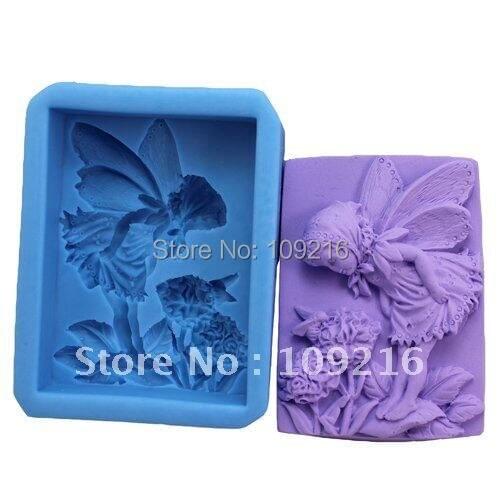 Wholesale!!!1pcs Bee and Beautiful Fairy (R0569) Silicone Handmade Soap Mold Crafts DIY Mold