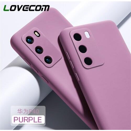 LOVECOM Liquid Silicone Original Case For Huawei P40 P30 Pro P40 Lite Mate 30 20 Pro Case Full Body Luxury Phone Back Cover Bag