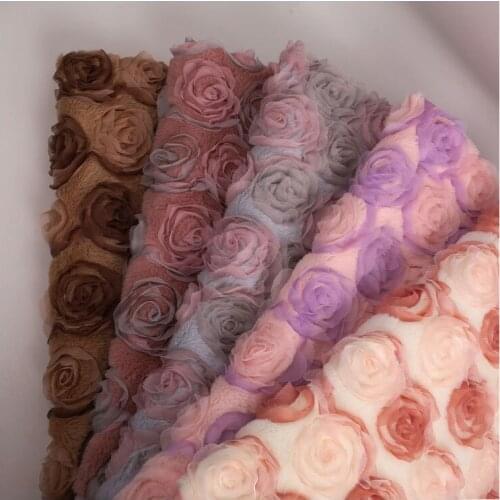 New Arrival Faux Fur Flower Emboridery DIY Fabric for Garment Cushion Blanket Background Decoration Fabric 1 Meter