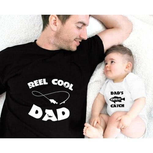 Reel Cool Dad & DadsCutest Catch Infant Bodysuit Mens T-Shirt Family Matching Outfits Father Son Clothes Fathers Day Gift