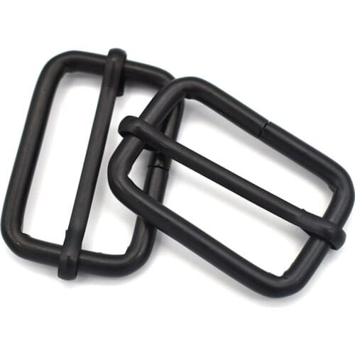 Black Belt Buckles Adjustable Pin Buckles Iron Square Bar Buckles Purse Ring Adjuster Buckle for Bag Luggage Shoes Watch Straps