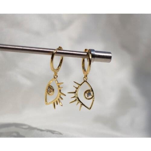 925 Sterling Silver Earring Fashion Zircon Hollow Eyelashes Eyes Drop Earring Sweet Style Wild Trend Female Girl Ear Jewelry