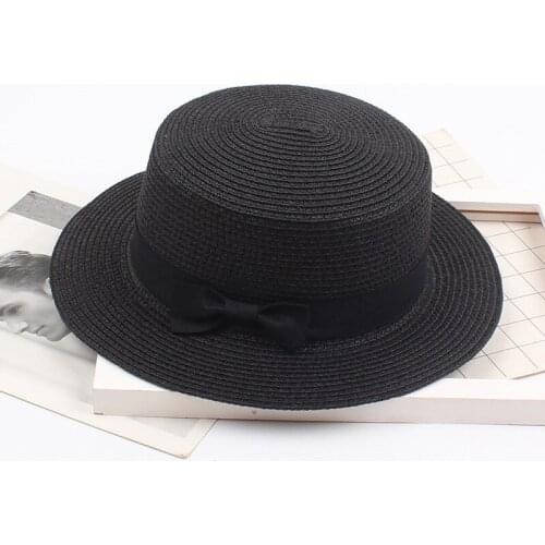 Ladies Bow Solid Color Womens Cap Summer Fedoras Sun Hat Visor Caps Fashion Straw Beach Hats кепка мужская Dropshipping