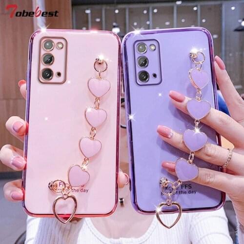 Love Bracelet Chain Plating Silicone Case for Samsung Galaxy Note 20 Ultra 10 Plus Lite 9 8 Coque Soft TPU Cover