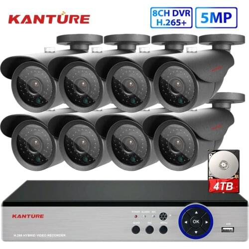 KANTURE h.265+ 8CH 5MP CCTV System HD 4MP DVR kit Super 5MP SONY Sensor Outdoor IP66 Security Night Vision Video Camera System