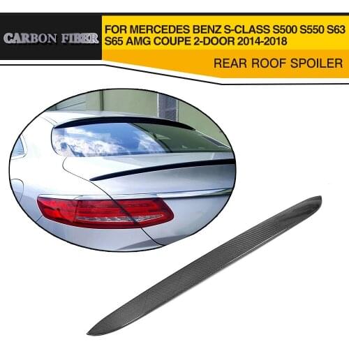 Carbon Fiber Rear Trunk Roof Spoiler Lip Wing For Mercedes-Benz S Class S500 S550 S63 S65 AMG Coupe 2D 14-18 FRP Black