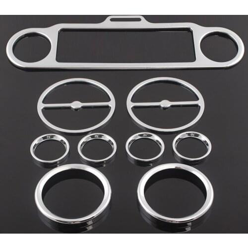 Stereo Accent+Speedometer+Speaker Trim Ring Set Chrome For Harley Touring Road Glide 1996-2013